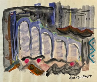 John G. Ernst Abstract BRIDGE OVER HUDSON RIVER, Woodstock, New York