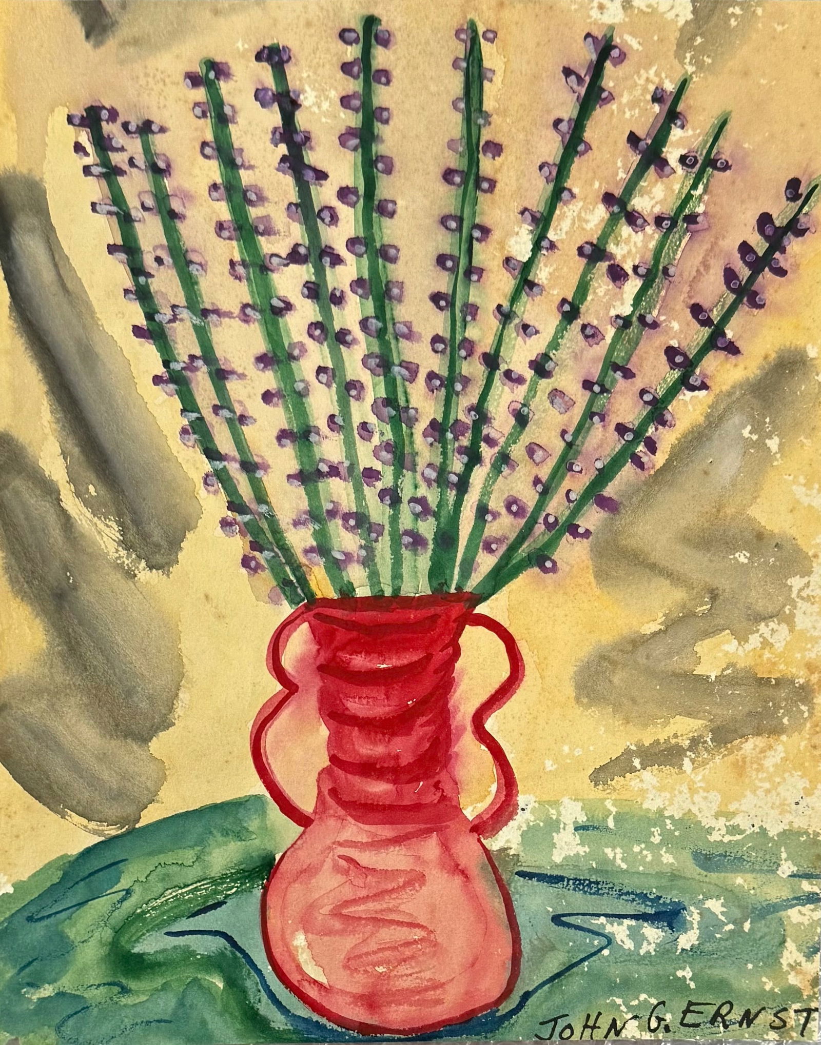 John G. Ernst  (1920-1995)  Abstract FLORAL STILL LIFE Woodstock, N.Y. (1 of 2)