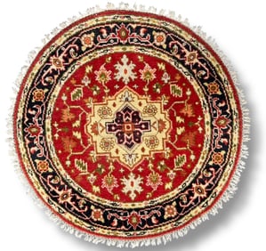 Persian Hand-Knotted Circular Wool Rug, 4' x 4'