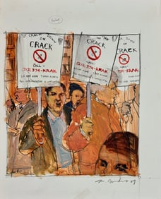 Michael Paraskevas (American, b. 1961) New York City Anti-Drug Protest Illustration, 1989