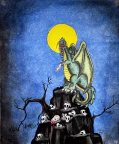 "Gothic Guardian" Fantasy Magazine Illustration, Signed, 1981