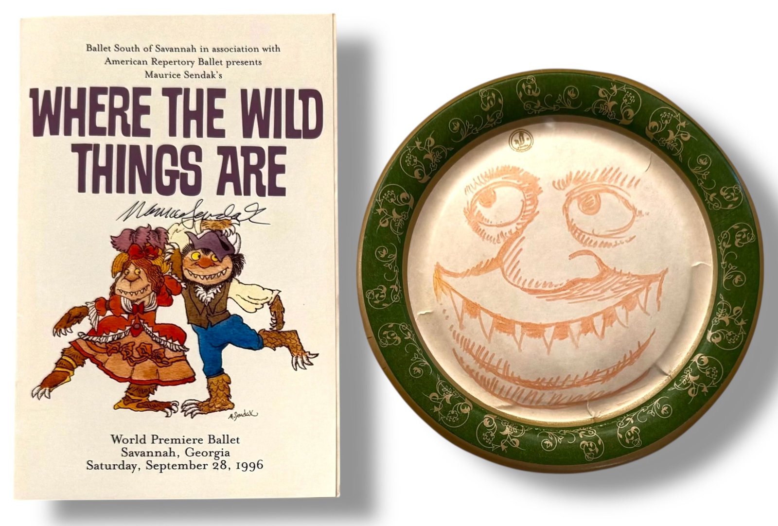 MAURICE SENDAK ORIGINAL  "WILD THING" DRAWING & SIGNED PROGRAM  W/ COA (1 of 6)