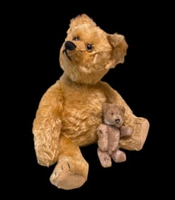 YES & NO SCHUCO MOHAIR TEDDY BEARS W/ GLASS EYES