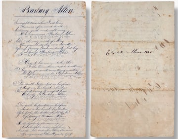 Barbary Allen Folk Ballad, Handwritten in 1844