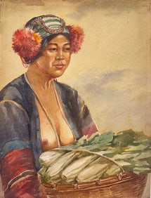 Laotian Akha Hill Tribe Woman "Vegetable Vendor", Vanna Barry 1967