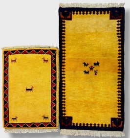 Persian Animal Pictorial Gabbeh Hand-Knotted Wool Rug (pair)