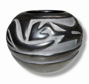 Santa Clara Pueblo Blackware Pottery Bowl By Legoria & Celes Tafoya