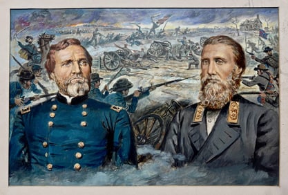 Civil War Generals, Illustration Painting "BATTLE OF NASHVILLE" Tennessee