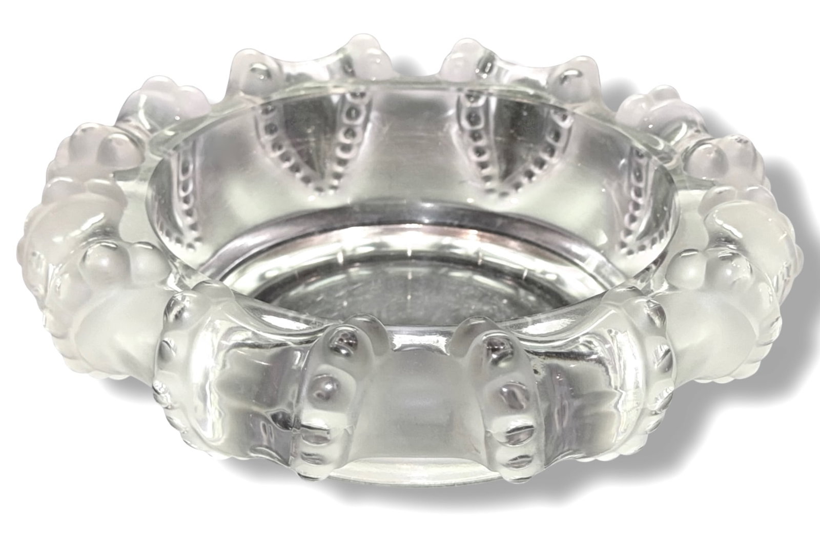 Lalique France "Cannes" Octopus Frosted Art Glass Crystal Bowl, Signed (1 of 7)