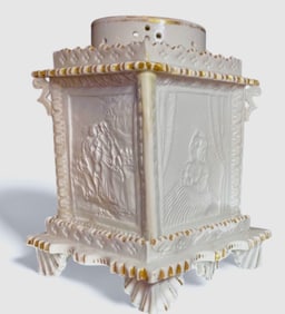 19th C. Porcelain Lithophane Figural Fairy Lantern Lamp