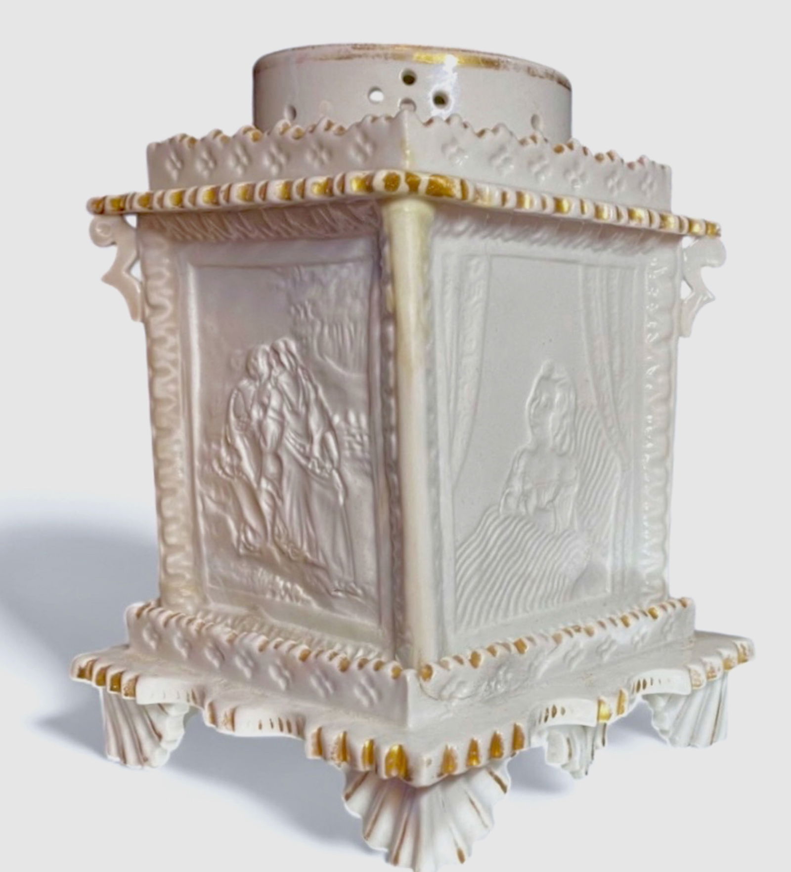 19th C. Porcelain Lithophane Figural Fairy Lantern Lamp (1 of 8)