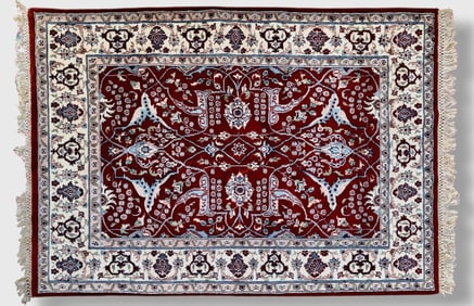 Estate Indo Persian Hand-Knotted Wool Rug, 4' x 6'