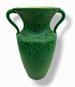LA II (Angel Ortiz) Urban Graffiti Vase Tagged Throughout (16" x 12")