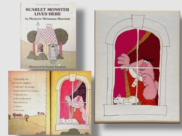 Original Published Illustration SCARLET MONSTER LIVES HERE, Dennis Kendrick, 1979