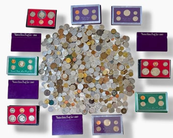Estate Collection Of Unsorted American Coin Proof Sets Including Foreign Coins (700+)