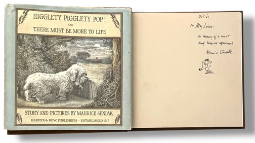 Maurice Sendak Inscribed Book w/ Original Drawing, 1967- COA Included