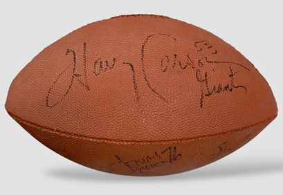 N.Y. Giants Autographed Football, Harry Carson 53, Greg Comella 34, Brown 76 & Others