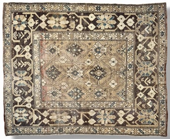 Antique Caucasian Persian Handwoven Wool Rug; 5' x 4'