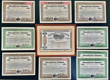 Vintage Stock Certificates, 1865, 1915-1918 (10)