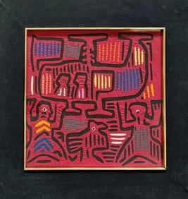 Mola Handworked Folk Art Textile, Guna People Of Panama, c.1970s