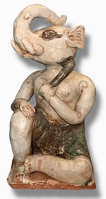 Hindu Temple “Ganesh” Roof Tile, Architectural Element, Laos