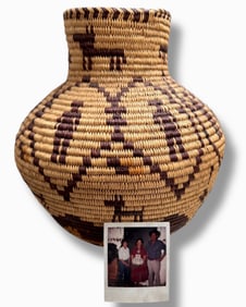Mary Black, Navajo Indian Pictorial Story Basket W/ Personalized Photograph