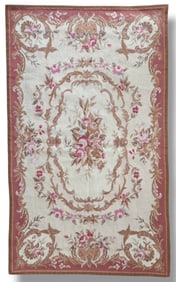 Vintage Handwoven Aubusson Needlepoint Tapestry Wool Rug. 5' x 3'