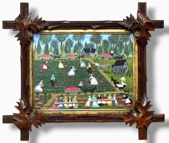 Rosebee (Cecelia Surdut) American Folk Art Painting CRANBERRY PICKING, Cape Cod