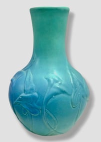 Large Van Briggle Arts And Crafts Turquoise Glazed Pottery Vase