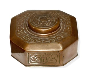 Tiffany Studios N.Y. Zodiac Bronze Inkwell, Circa 1910