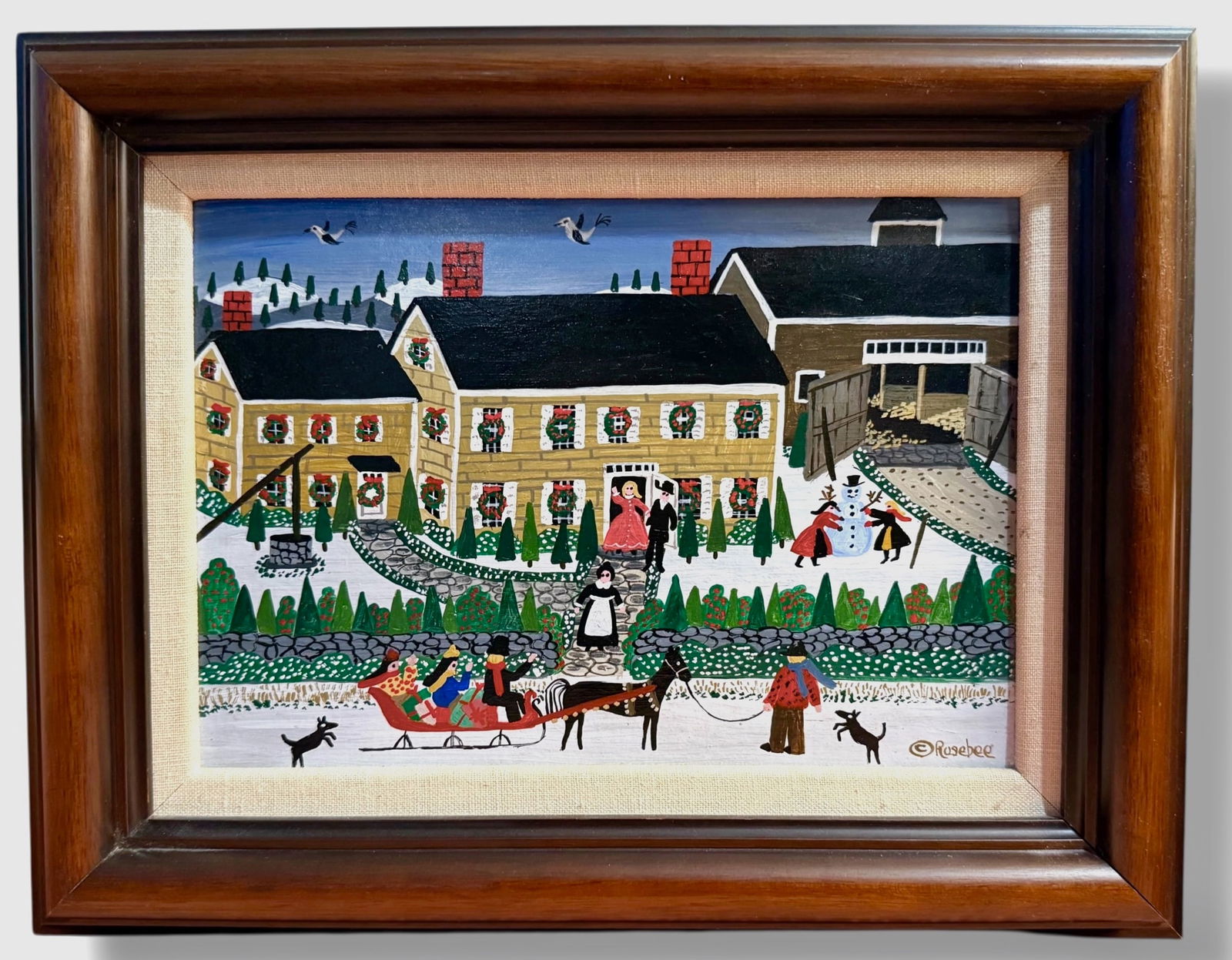 Rosebee (Cecelia Surdut) American Folk Art Painting "A CHRISTMAS VISIT" (1 of 7)