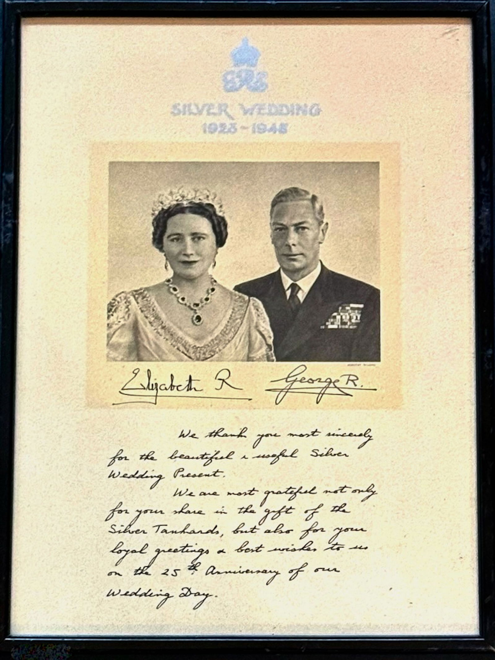 King George V1 And Queen Elizabeth Silver Anniversary, Photograph & Inscription, 1923-1948 (1 of 5)