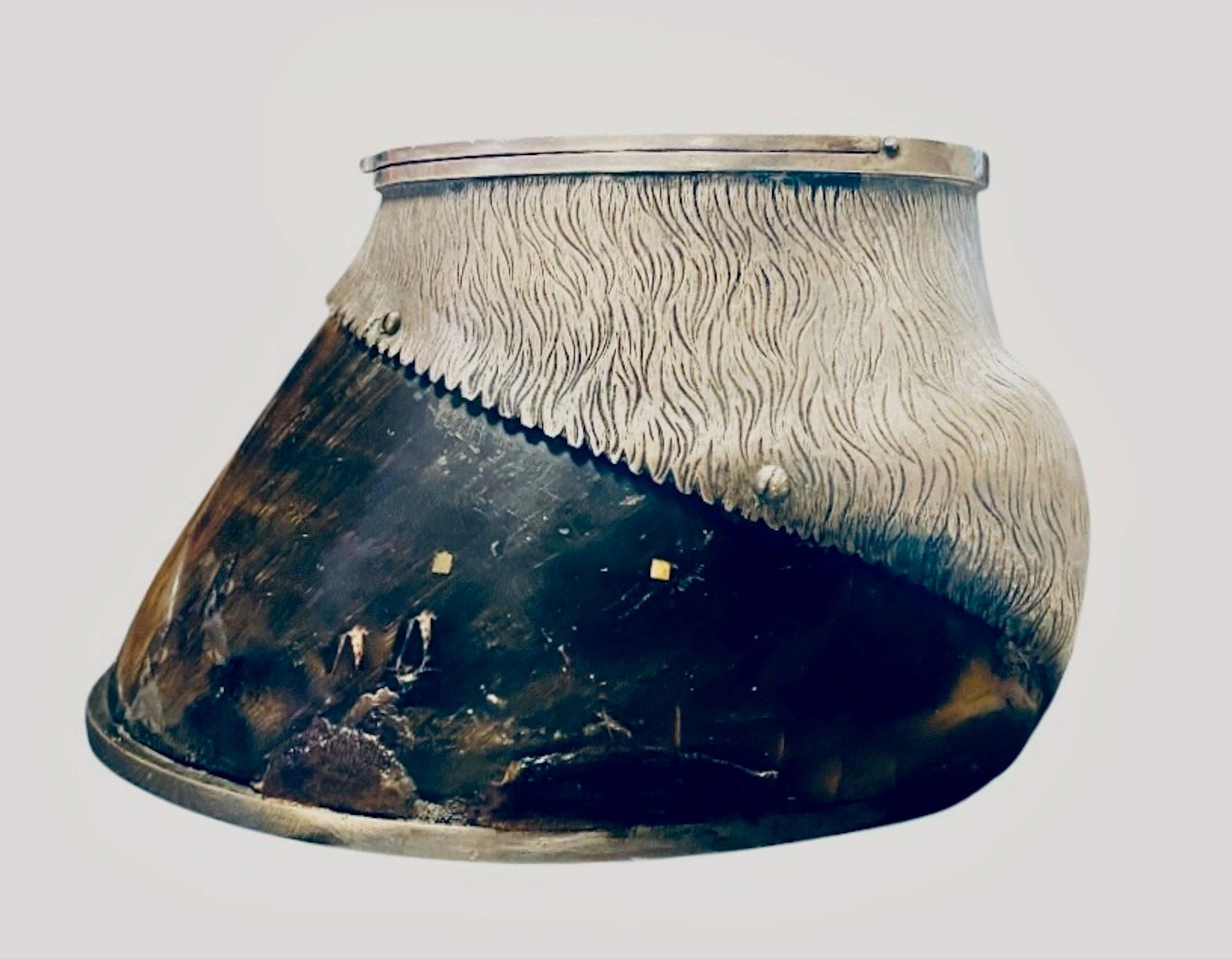 Antique Victorian Silver-Plate Mounted Horse Hoof Lidded Inkwell (1 of 7)