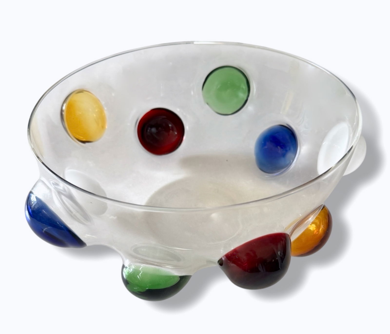MASSIMO LUNARDON ART GLASS, BUBBLE CENTERPIECE BOWL. SIGNED (1 of 6)