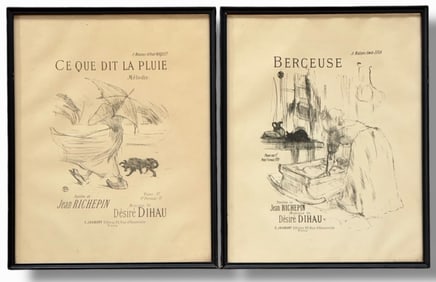 Toulouse Lautrec (French, 1864-1901)  Song Sheets LE BERCEUSE &  CE QUE DIT LA PLUIE