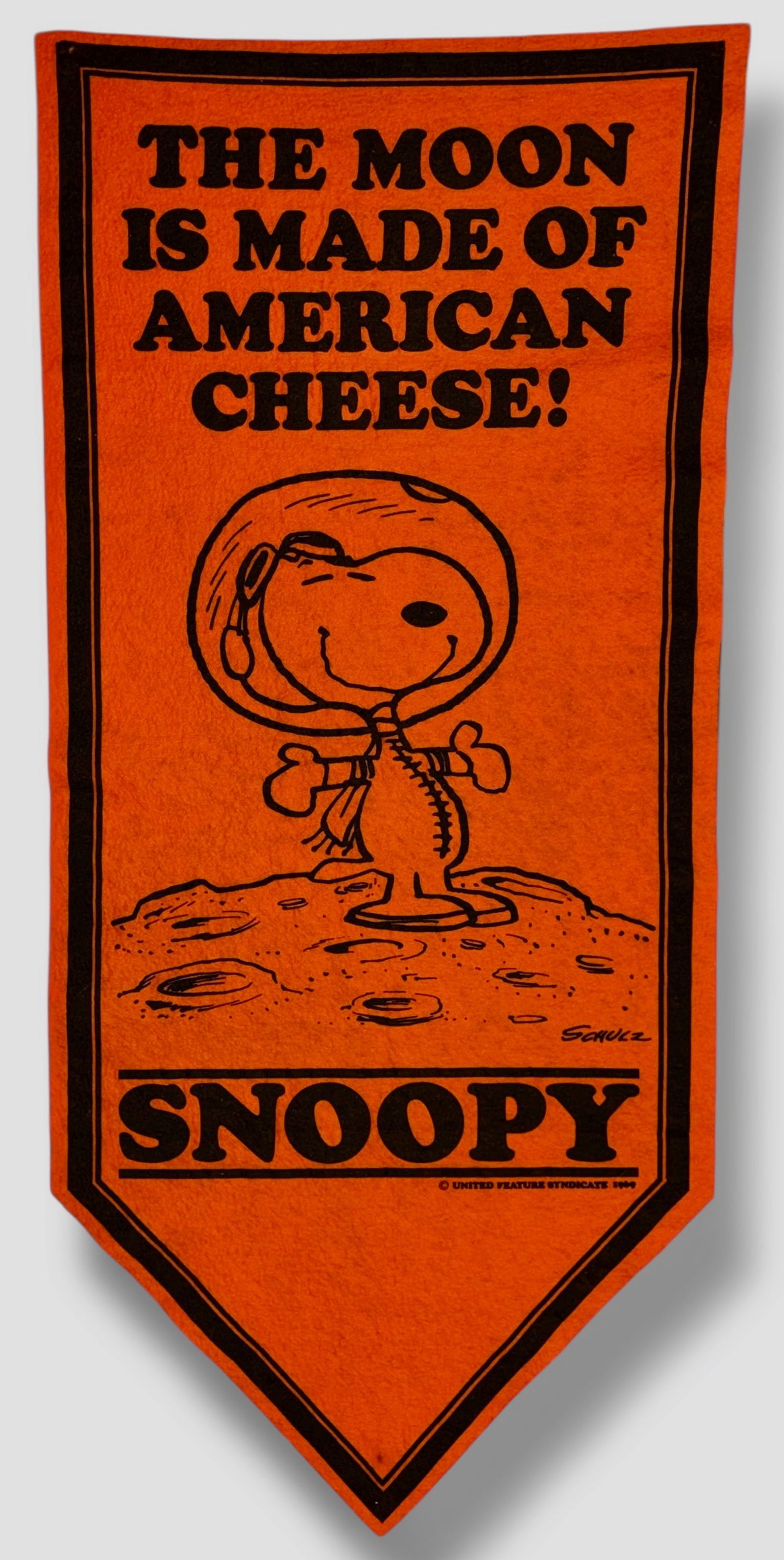 SNOOPY, THE MOON IS MADE OF AMERICAN CHEESE, BANNER, 1969 (1 of 5)