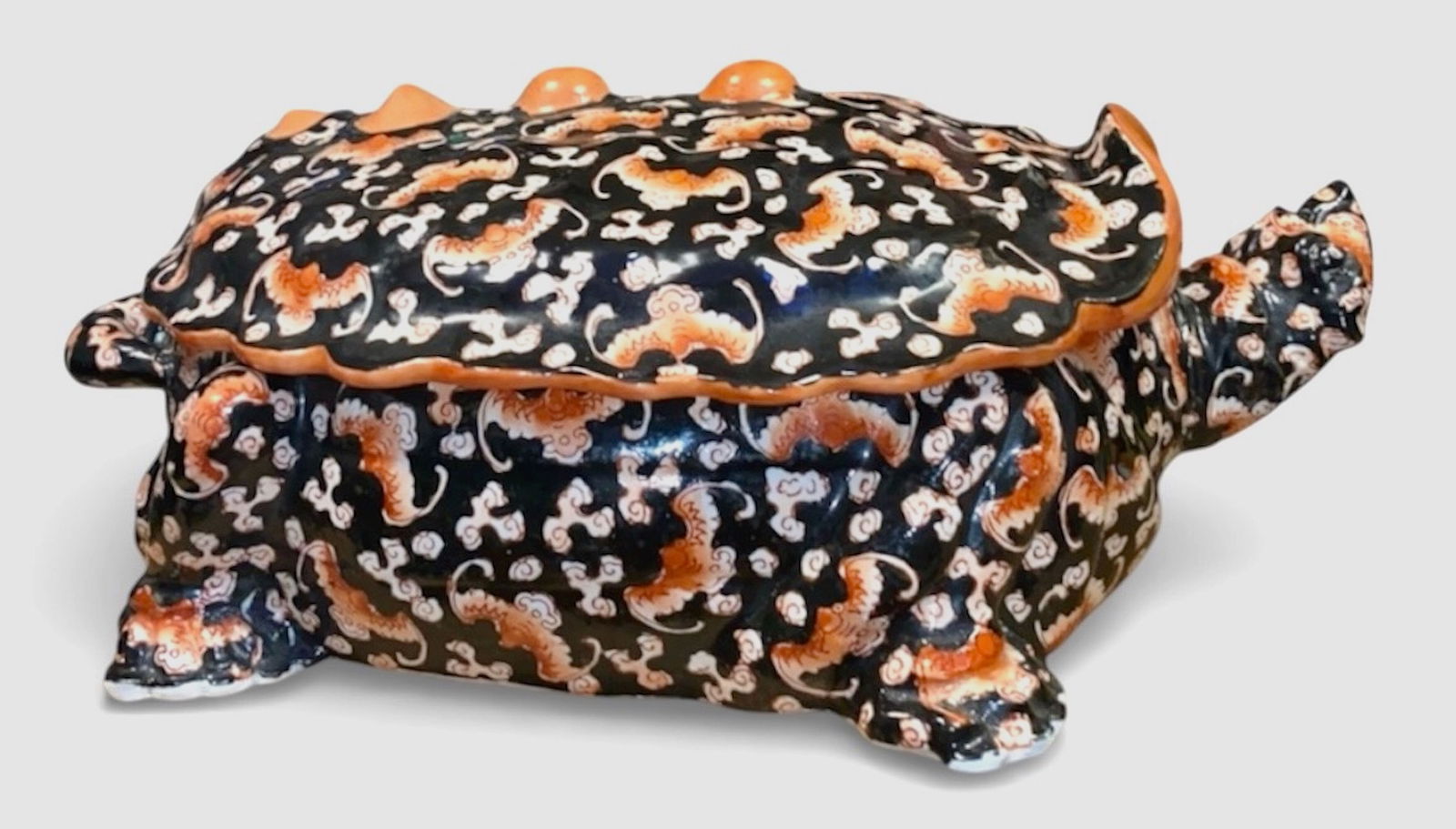 Chinese Export Porcelain Famille Noire Turtle / Tortoise Table Box (1 of 7)