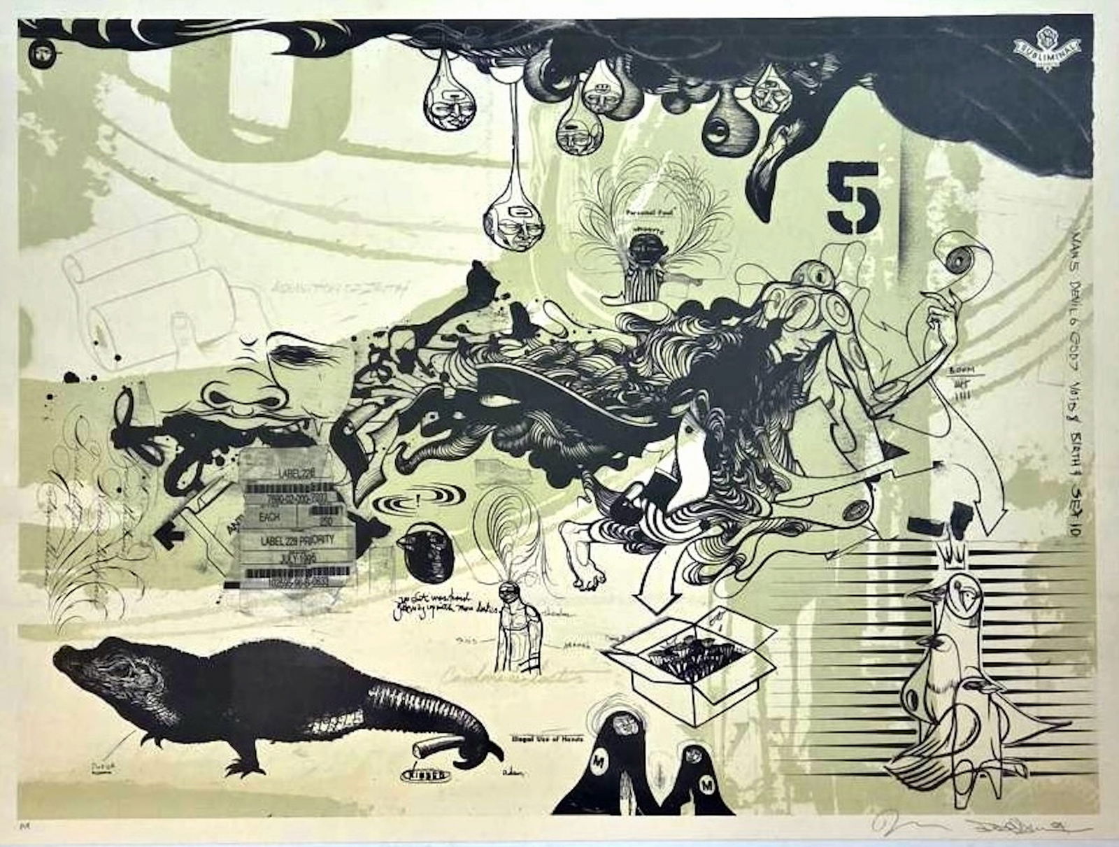 Doze Green And David Ellis Collaboration, Untitled, 2004: Hip-Hop Urban Graffiti Artists: Doze Green and David Ellis Collaborative Screenprint. Hip-Hop pioneer, Doze Green (New York, b.1964). N.Y. Urban artist David Ellis (American, b. 1971). This untitled c