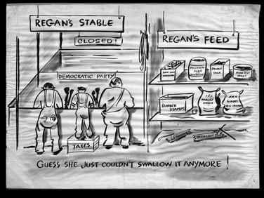 Political Satirical Oil Painting "REGAN' S STABLE"