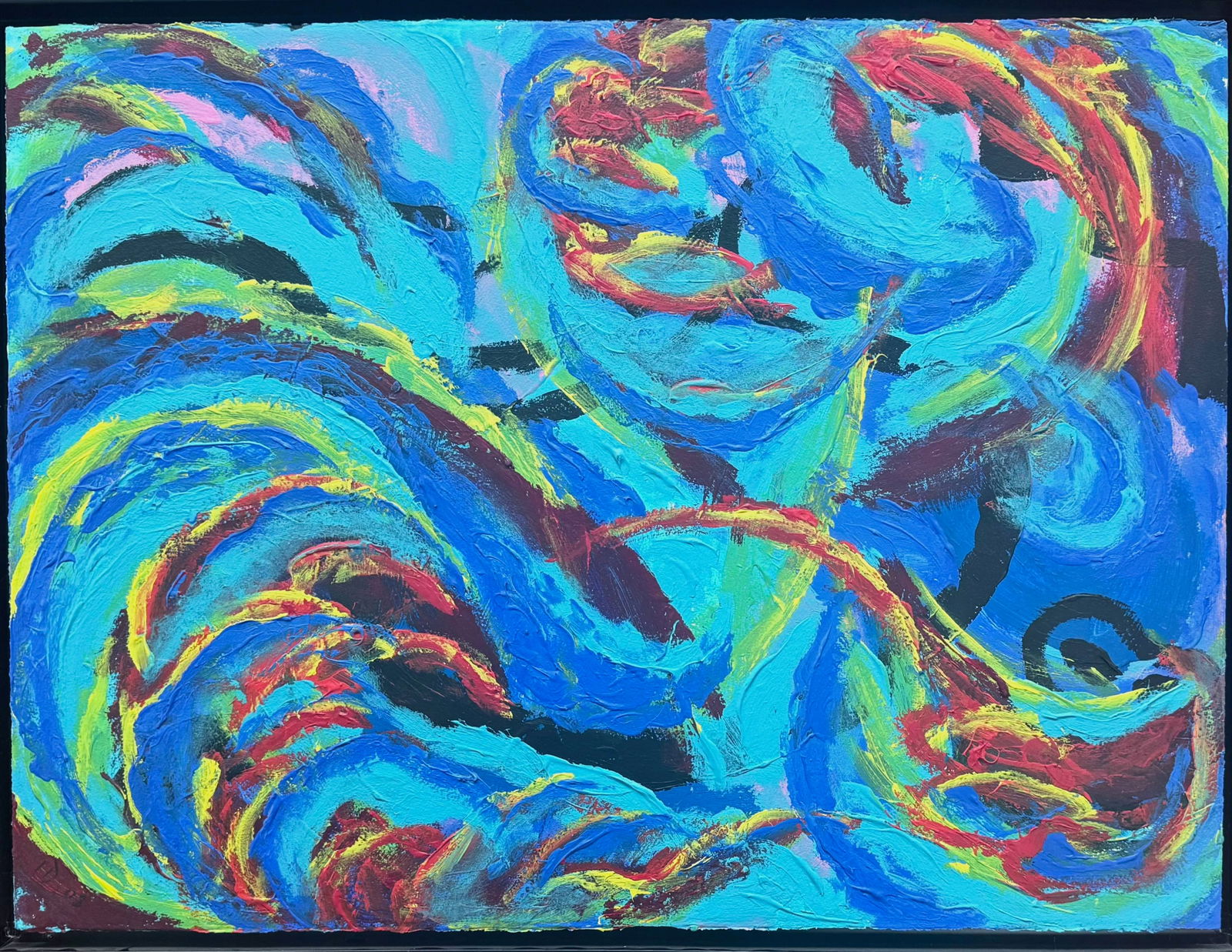 Abstract Expressionist Painting, "WAVES" Imogene Drummond, Costa Rica, 2003 (1 of 5)