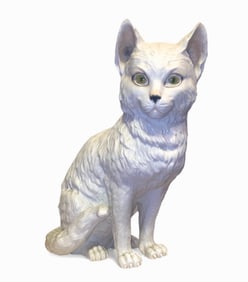 19th Century Porcelain Cat w/ Glass Inset Eyes, Ernst Bohne & Sohne