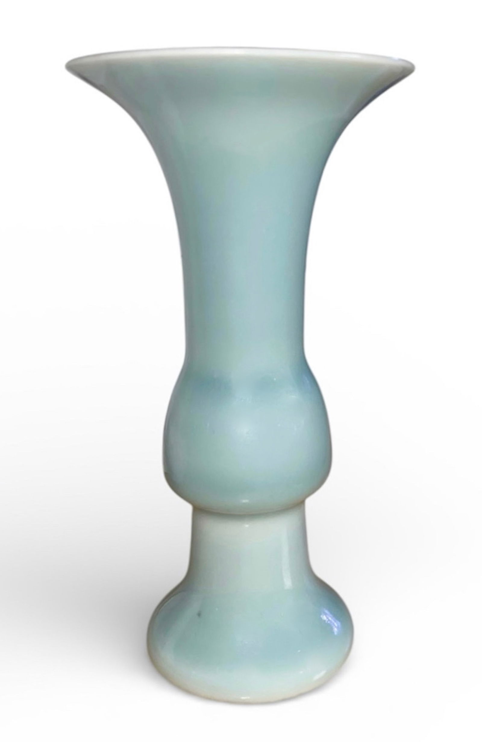19th Century Chinese Miniature Gu Shaped Clare-de-Lune--Glaze Vase, Yongzheng Seal (1 of 5)