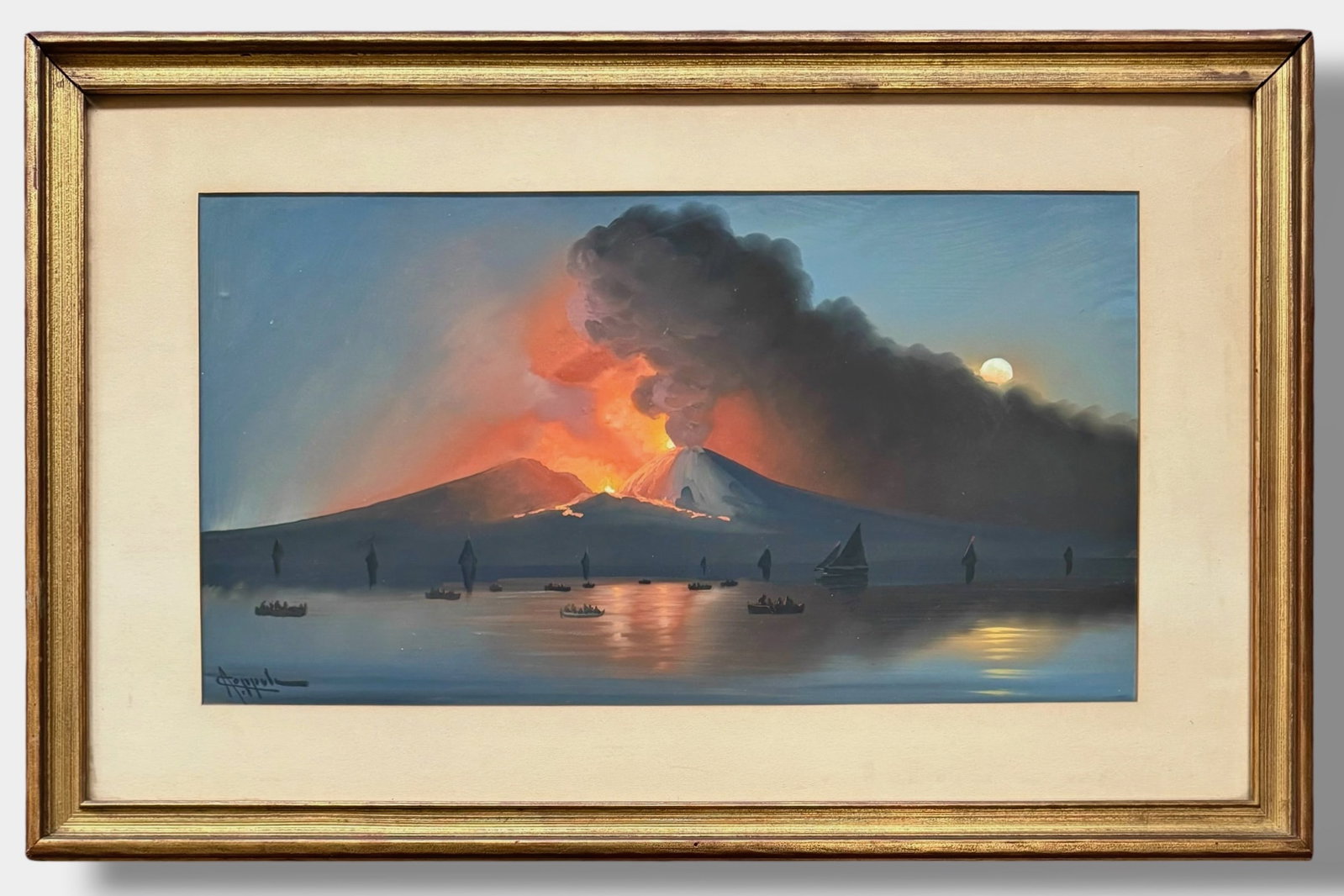 Antonio Coppola (Italian, 1839-1923) Bay of Naples Erupting Vesuvius (1 of 6)