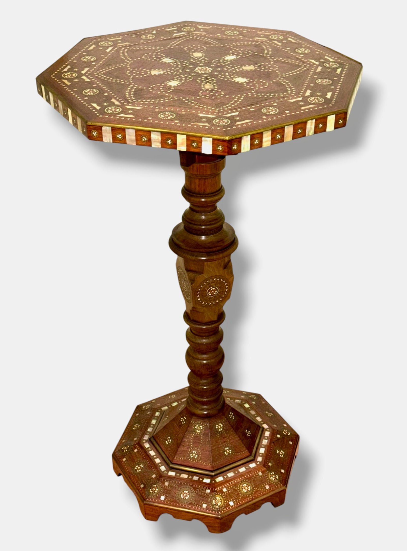 19th Century Moorish Ottoman Inlaid Octagonal Pedestal Table (1 of 8)