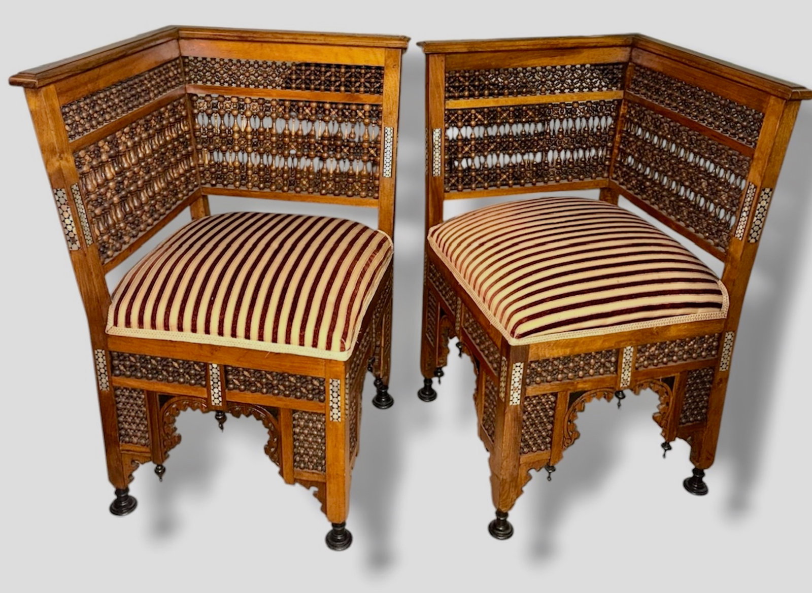 19th Century Islamic Moorish Walnut Corner Chairs-Matching Pair (1 of 10)