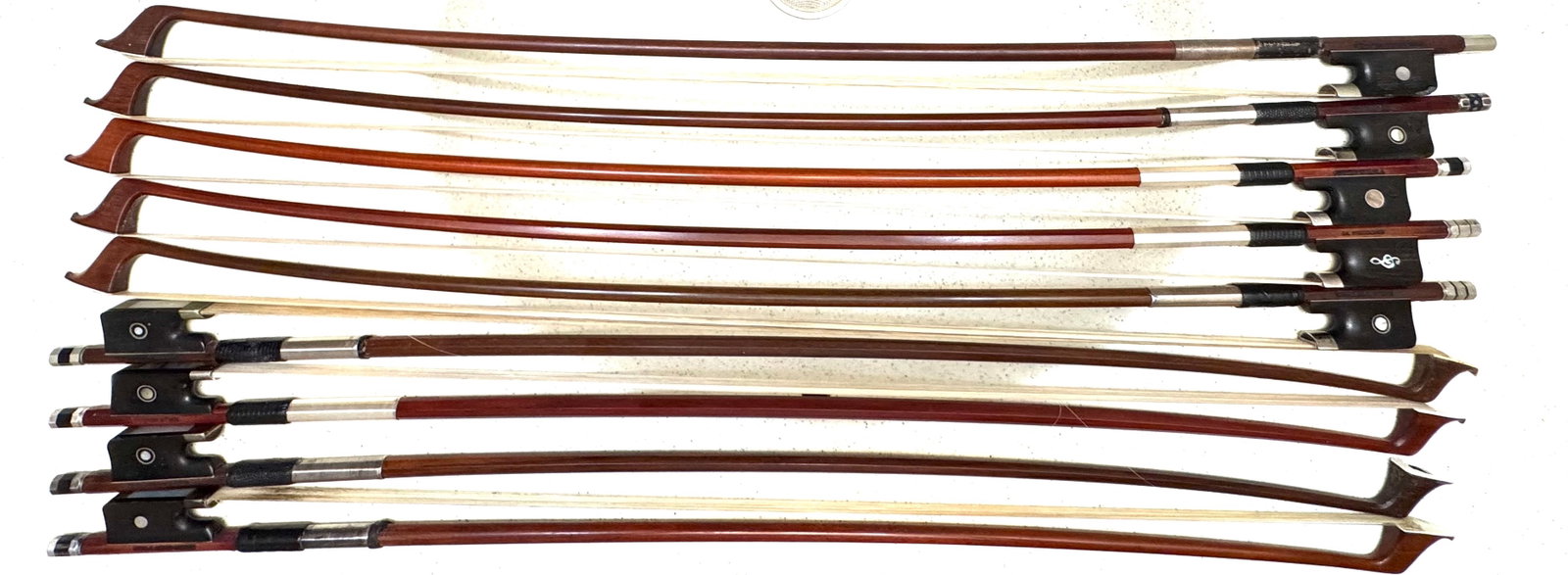 Collection of 9 Branded Cello Bows, French and German (1 of 6)