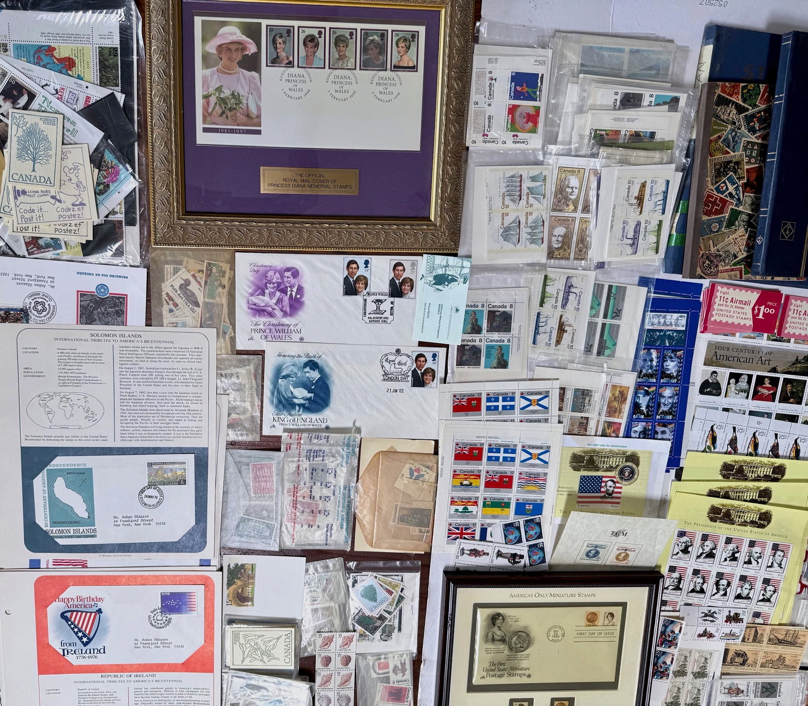 American Stamps: Unsorted Mint Full Sheet, Plate Blocks, Single Including Foreign (1000+) (1 of 10)