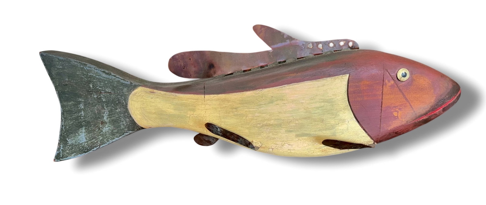 American Folk Art Carved Fish By Jeff Raymond, 2003: 2 1/2 ' x 1' (1 of 7)