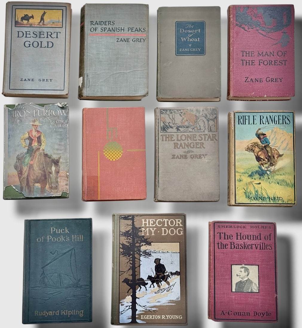 Vintage Adventure Western Books: Zane Grey, Rudyard Kipling, Young & Doyle (1 of 3)