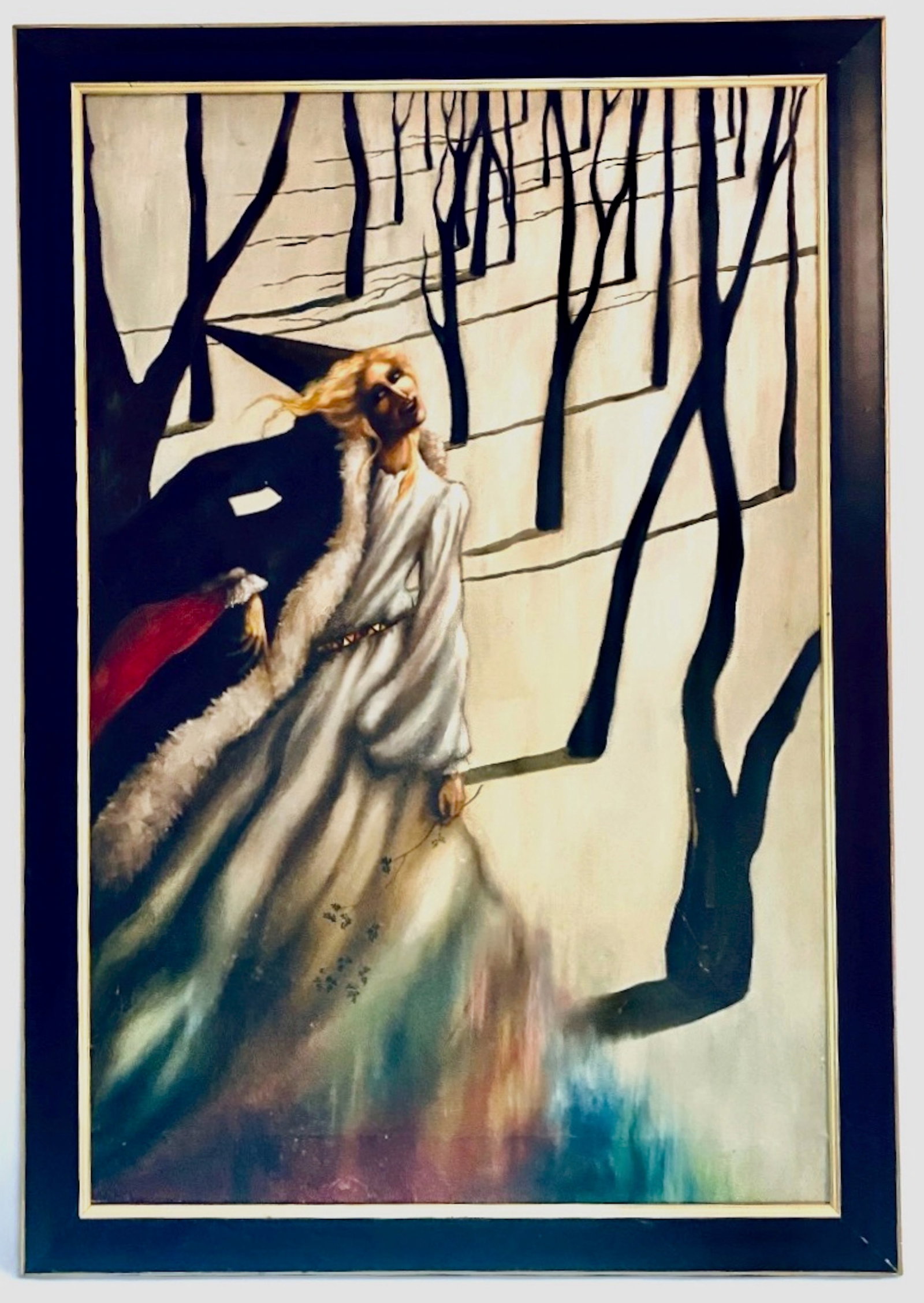 WEST WOODS WITCH Oil On Canvas, J. Whiting, ca. 1930-1940: THE WEST WOODS WITCH. Original framed oil on canvas, signed and titled by the artist J. Whiting. Circa 1930-40. Titled on verso "West Wood Witch" and signed on canvas by the artist, J. Whiting (lower 